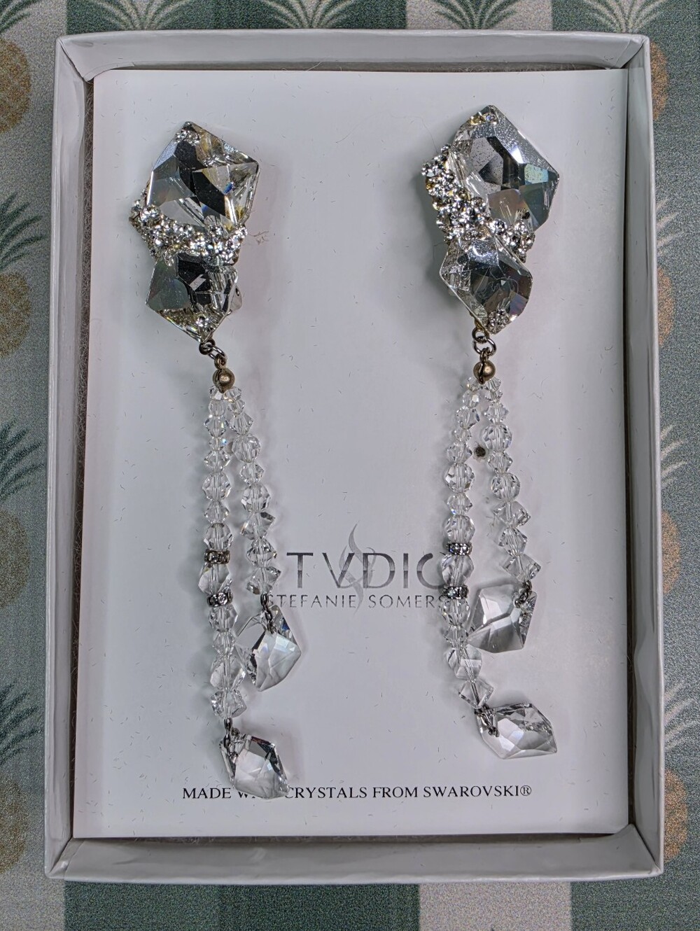 Stefanie Somers Crystal Drop Earrings - Clear/Silver Swarovski Crystals AB
